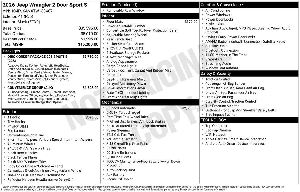 2026 Jeep Wrangler Sport S