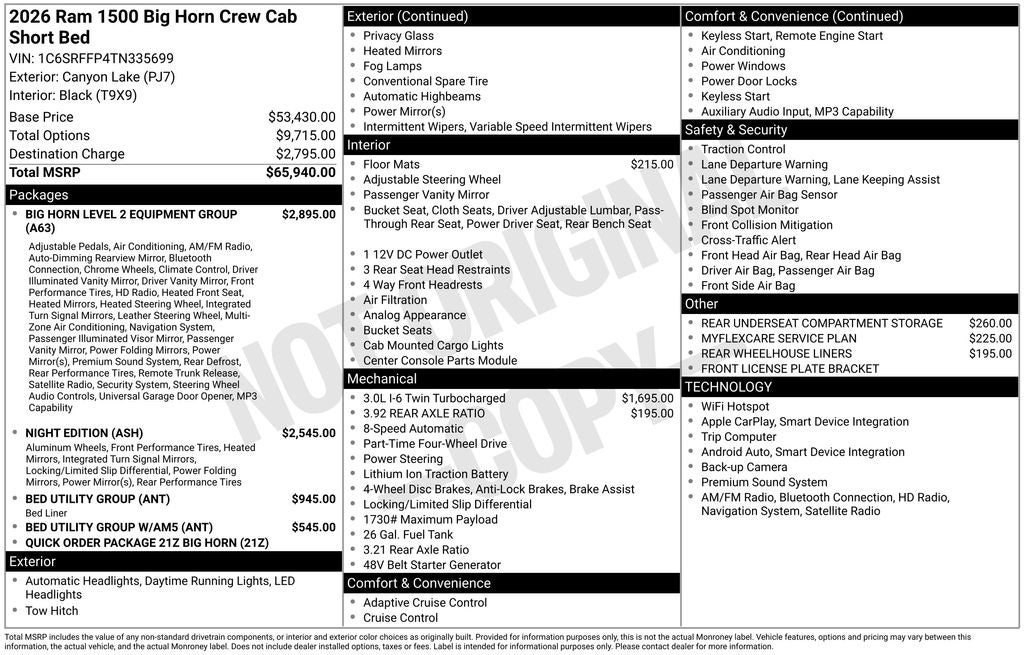2026 RAM 1500 Big Horn/Lone Star