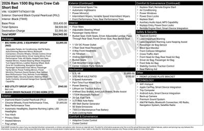 2026 RAM 1500 Big Horn/Lone Star