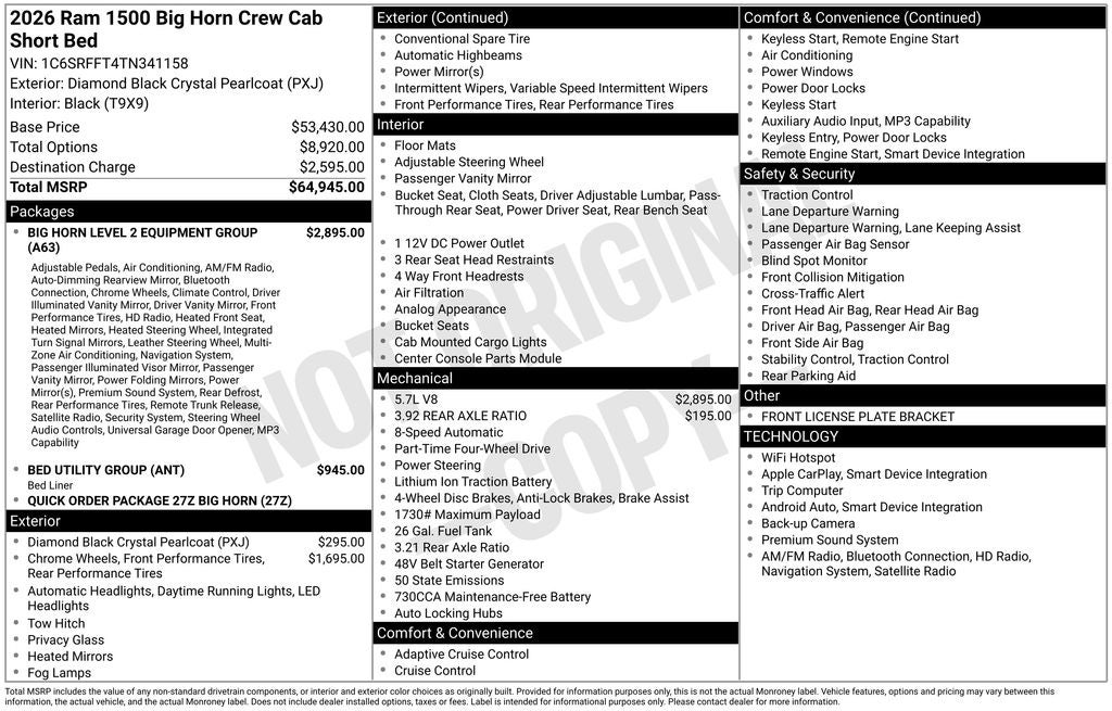 2026 RAM 1500 Big Horn/Lone Star