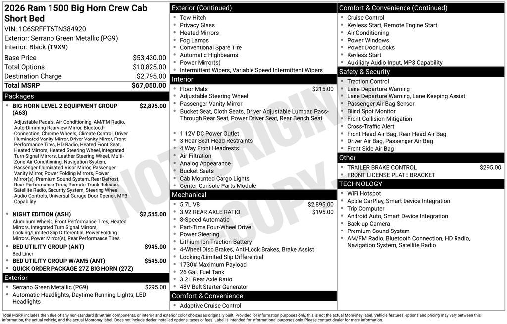 2026 RAM 1500 Big Horn/Lone Star