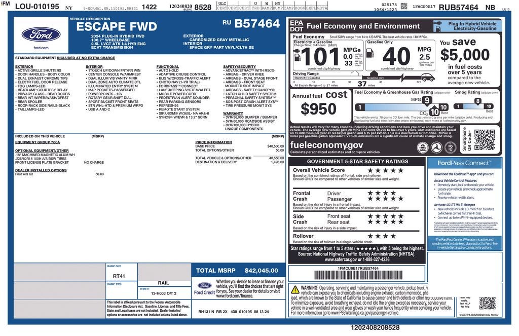 2024 Ford Escape Plug-In Hybrid Base