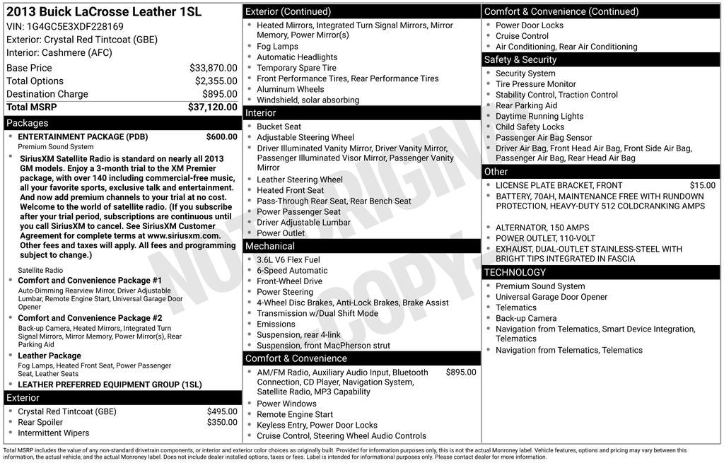 2013 Buick LaCrosse Leather Group