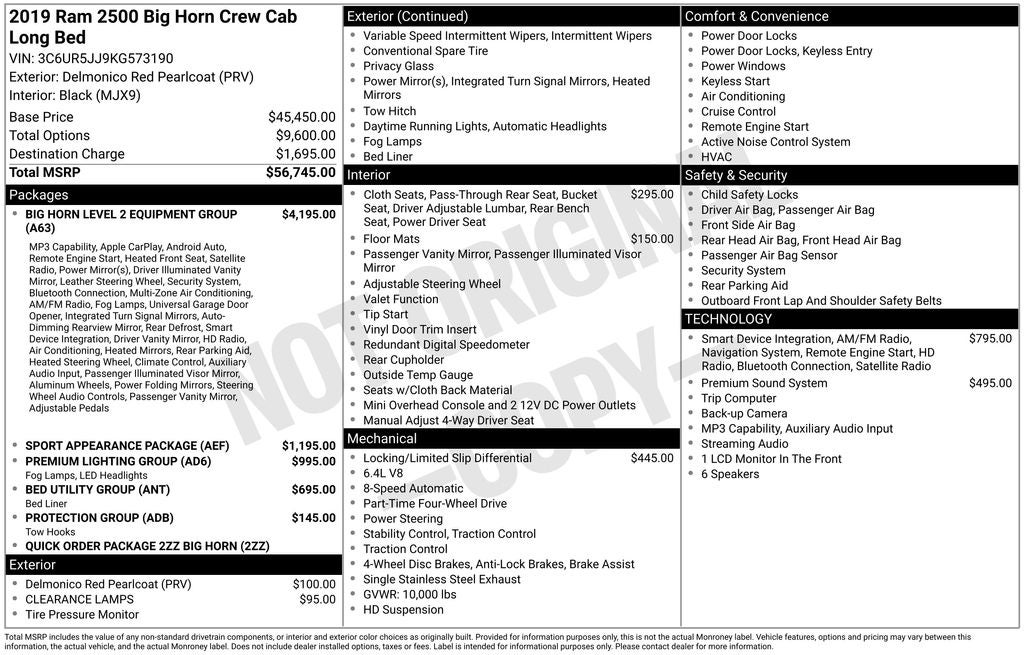 2019 RAM 2500 Big Horn
