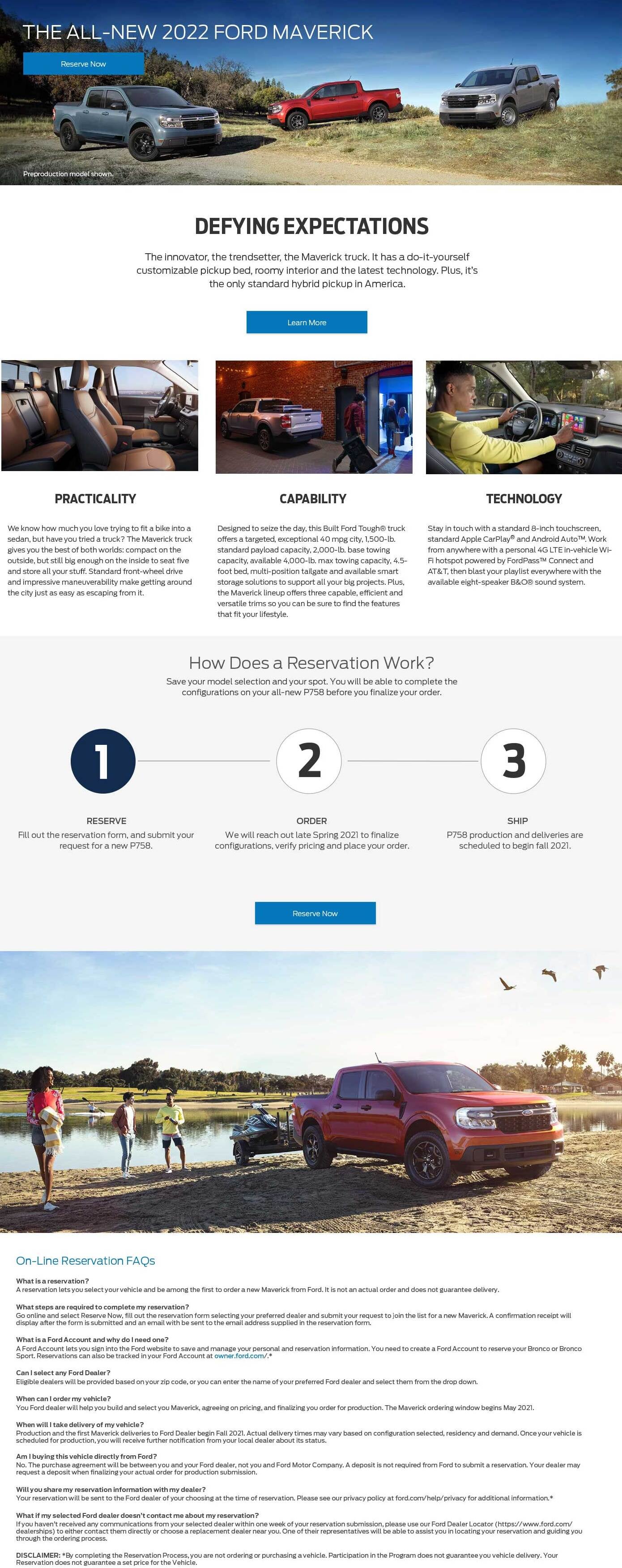 ford mmaverick reservation